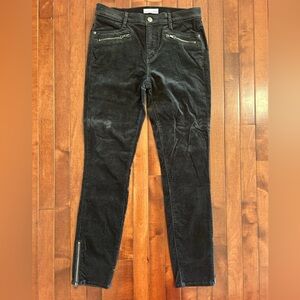 LOFT Women’s Washed Black Velvet Skinny Jeans with Zipper Accents Size 6